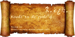 Kováts Árpád névjegykártya