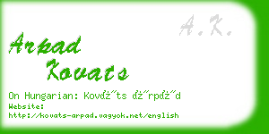 arpad kovats business card